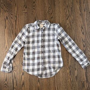 SO Women's Black and White Flannel Plaid Button Down Shirt